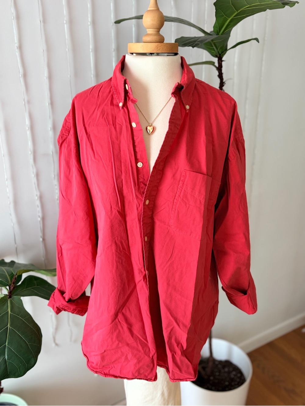 Vintage 90s Polo Ralph Lauren Red Cotton Button-Down Women’s Oversized boyfriend